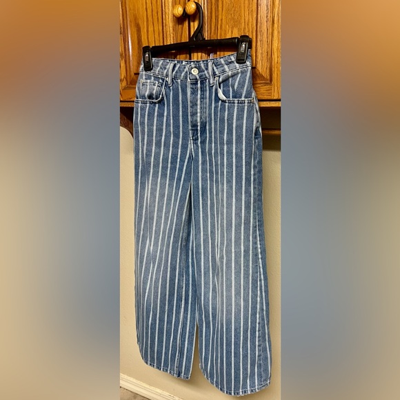 We The Free By Free People Wide Legged White Striped Jeans- NWOT* - Picture 6 of 16